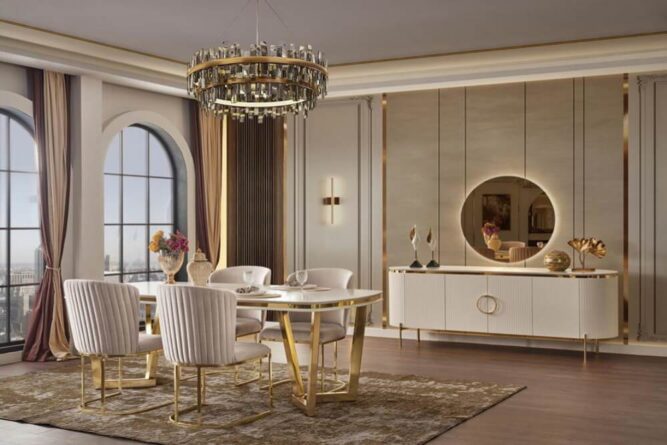 Gold Metal Yemek odası modeli