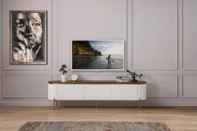 ekru ceviz tv ünitesi Tesla